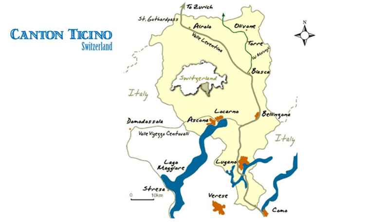 Tessin, Schweiz Karte und Reiseführer