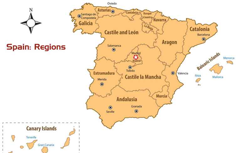 Spanien Regionen Karte / Spanien