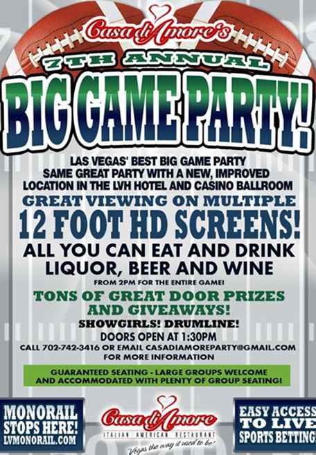 9na Fiesta Anual de Big Game Superbowl en Las Vegas en Casa di Amore / Nevada