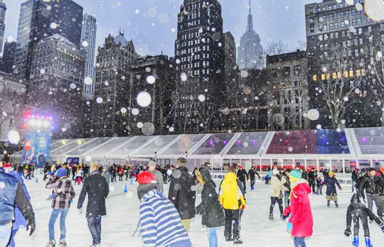 Pattinaggio su ghiaccio gratuito a Bryant Park / New York