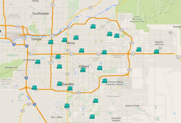 Cartes et adresses des piscines publiques du Grand Phoenix / Arizona