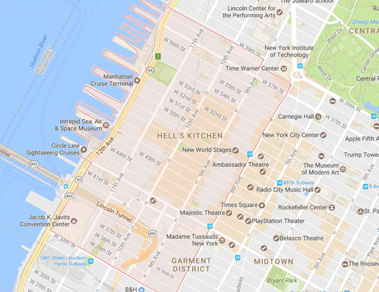 Midtown West Neighborhood Map / New York