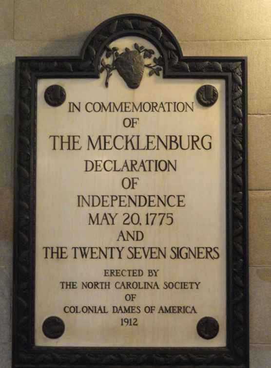 La déclaration d'indépendance de Mecklenburg ou la résolution de Mecklenburg / Caroline du Nord