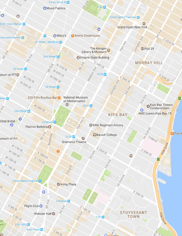 Union Square, Flatiron District, Murray Hill e Gramercy Neighborhood Map