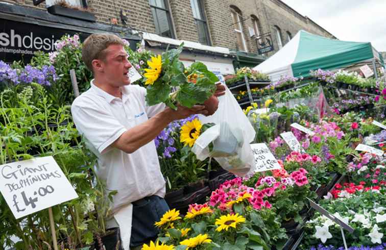 Ein Besucherführer zum Blumenmarkt der Columbia Road / England