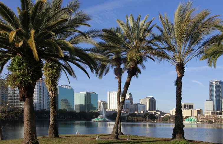 Gemiddelde maandelijkse temperatuur en neerslag in Orlando / Florida