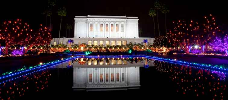 Kerstmislichten bij de Tempel Arizona van Mesa 2016 / Arizona