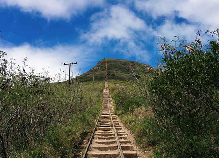 Facendo un'escursione le scale della testa di Koko in Hawai / Hawaii