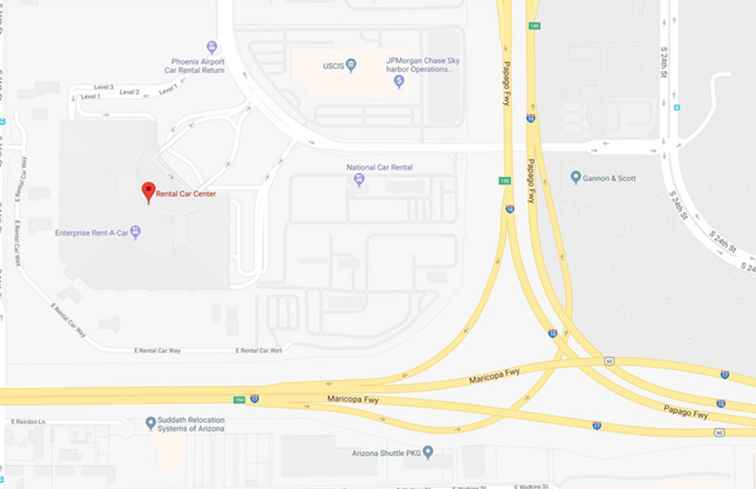 Mapa e indicaciones para llegar al centro de alquiler de automóviles del aeropuerto Phoenix Sky Harbor / Arizona