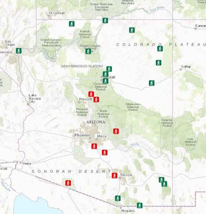 National Parks i Arizona Karta, Adresser och Park Passes / Arizona