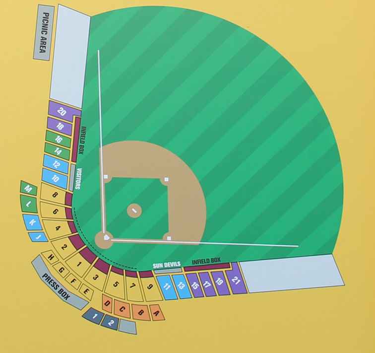 Tableau des sièges du stade municipal de Phoenix / Arizona