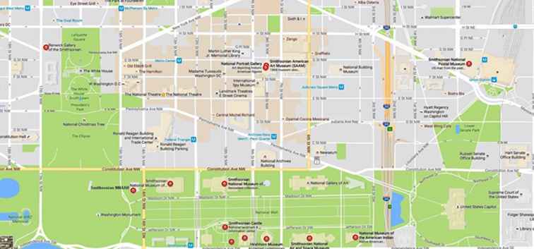 Mappe e indicazioni dei musei Smithsonian / Washington DC.