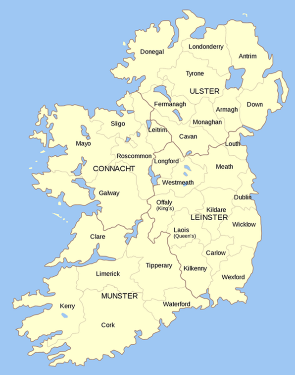 Provincies in de provincie Leinster / Ierland