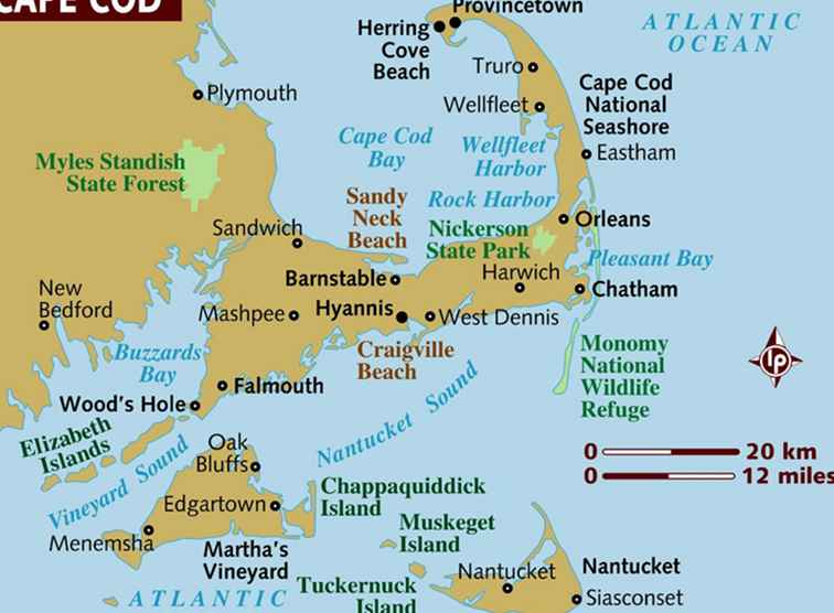 Cartes de Cape Cod, Martha's Vineyard et Nantucket / Massachusetts