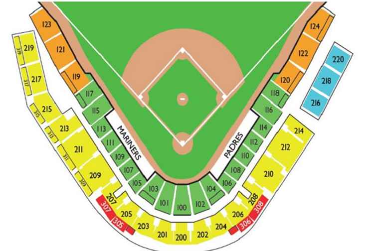 Tableau des sièges du stade Peoria / Arizona