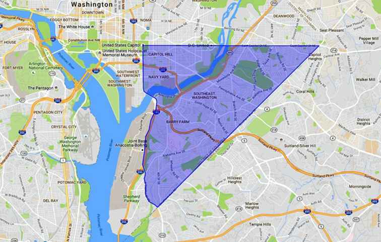 SE Washington DC Una mappa e guida ai dintorni / Washington DC.