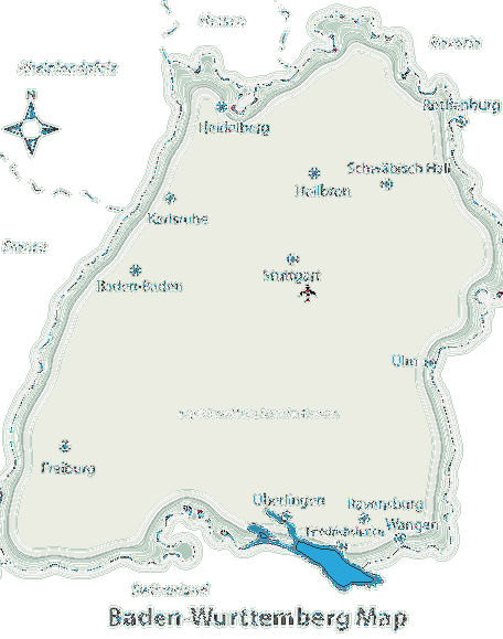 Mapa de lo mejor de Baden Wurttemberg / Alemania