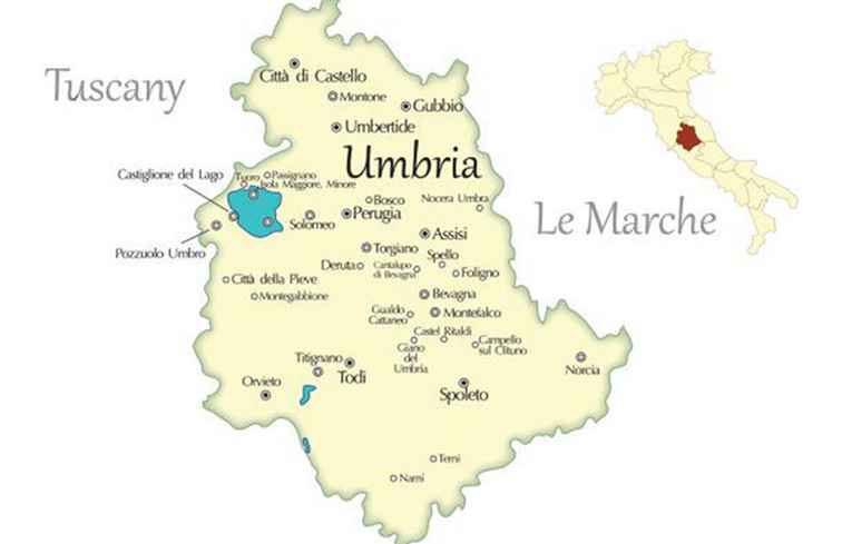 Umbria Mapa | Ciudades para visitar en el corazón verde de Italia / Italia